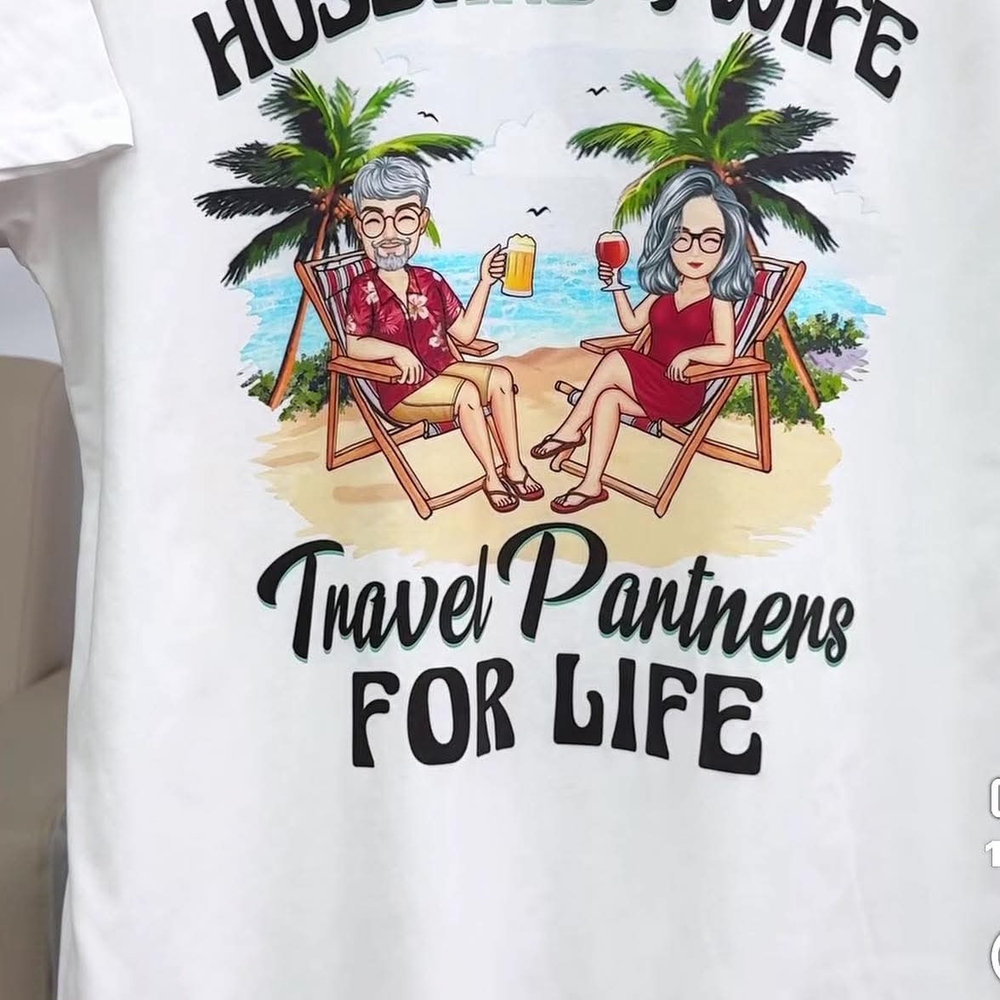White Graphic T-Shirt with Travel Design